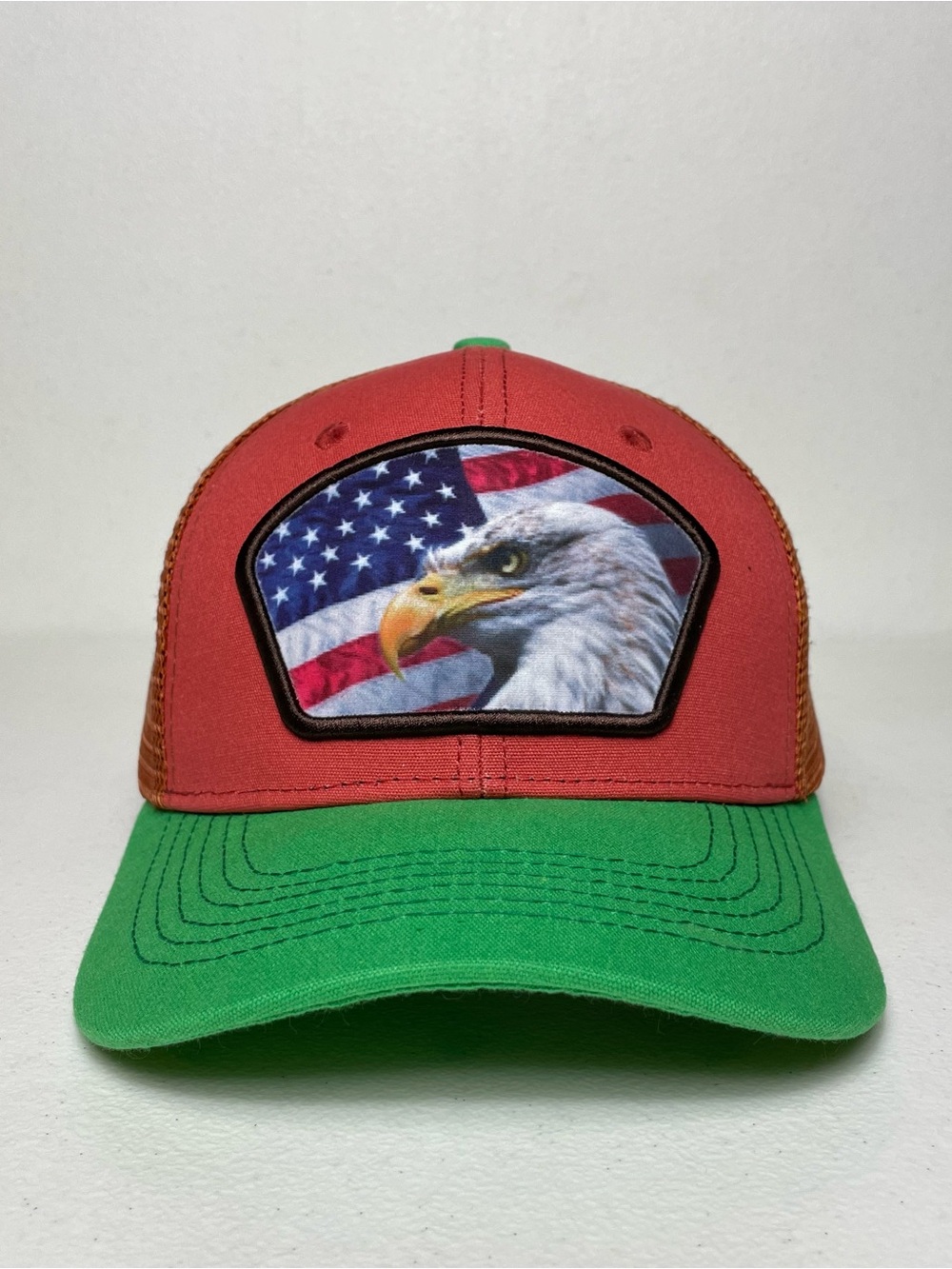 USA American Flag Eagle Patch Snapback Trucker Hat, Patriotic Cap